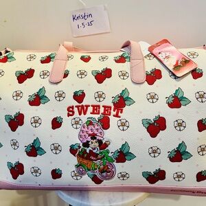 Strawberry shortcake Print Duffle Bag with Pink Accents